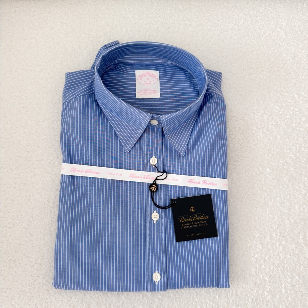 NWT Brooks Brothers Tailor Fit Non-Iron Stretch Button Down Size 8 / M
